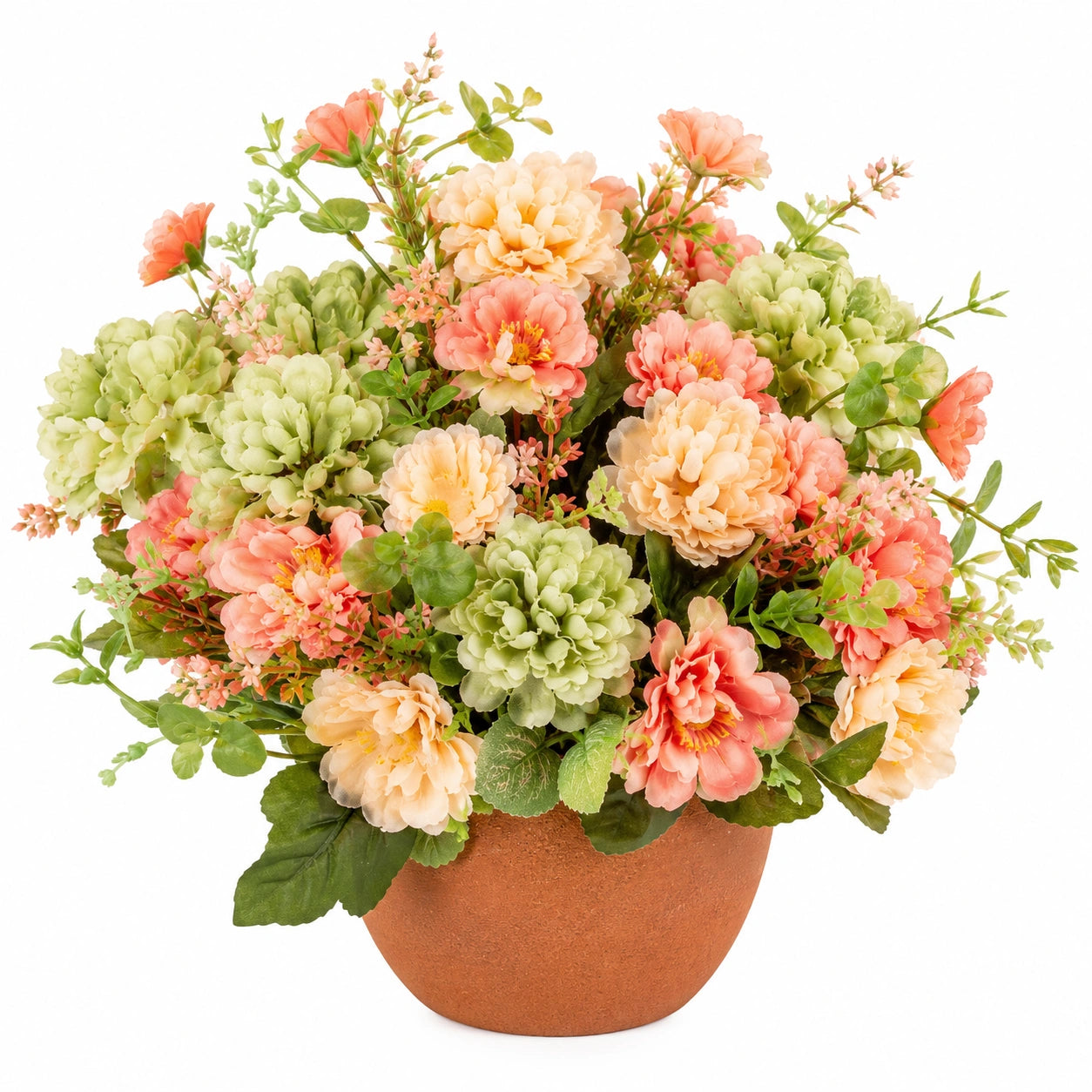Bouquet de Pivoines et Hortensias Artificiels Multicolores en Pot