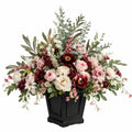 Arrangement Floral Artificiel Élegant avec Roses, Pivoines et Feuillage