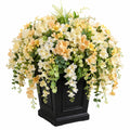 Arrangement Floral Artificiel Beige et Pêche avec Pot Noir