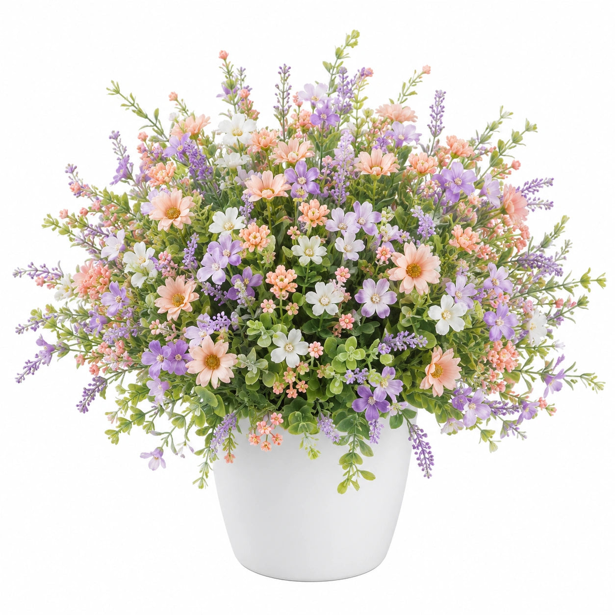Arrangement Floral Artificiel Multicolore en Pot Céramique