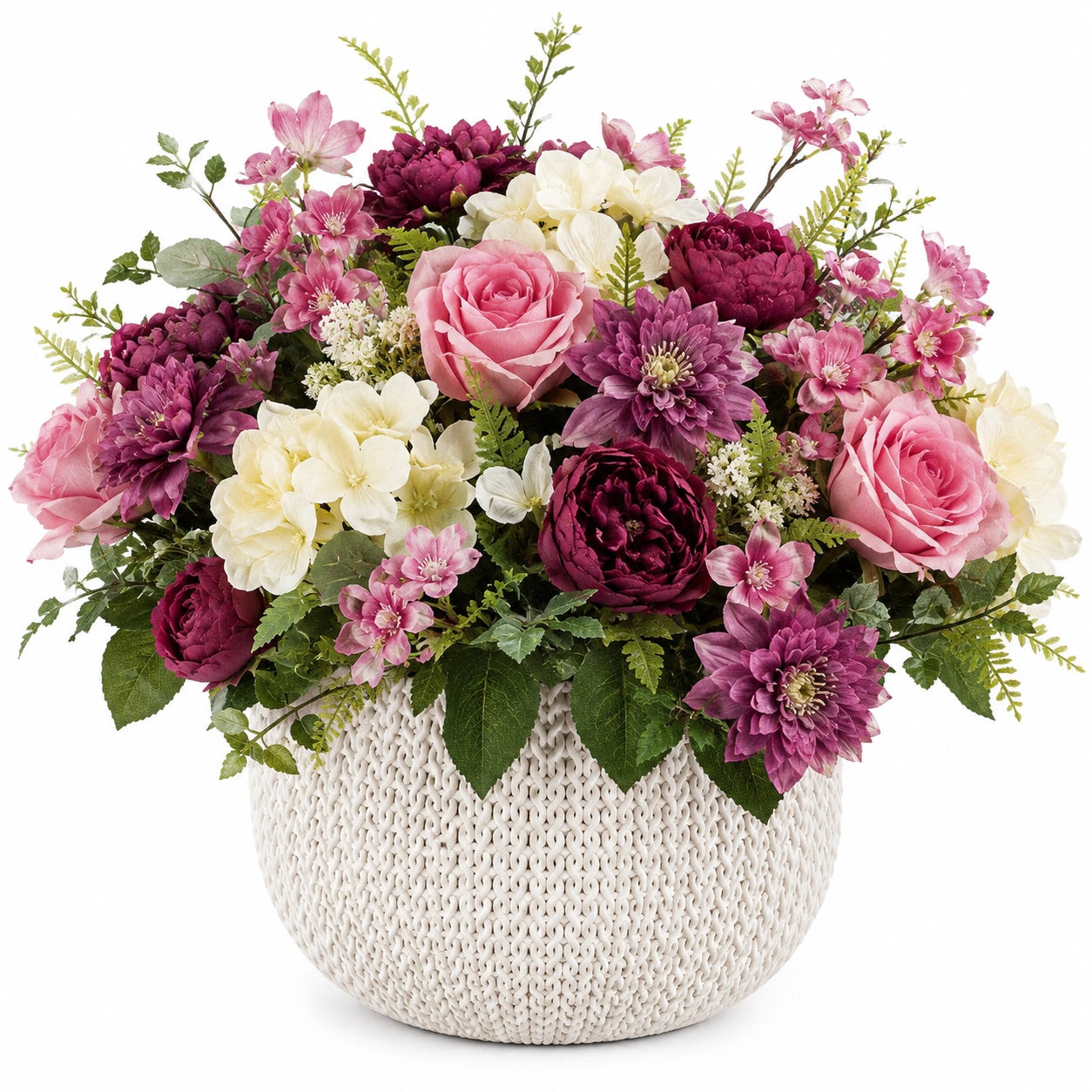 Arrangement floral artificiel en pot décoratif multicolore