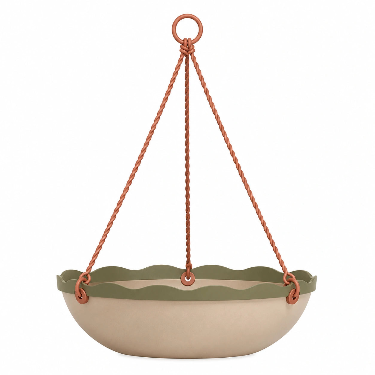 Pot de Fleurs Suspendu Crème/Olive pour Extérieur