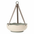 Pot de fleur suspendu gris/ivoire avec sangle ajustable