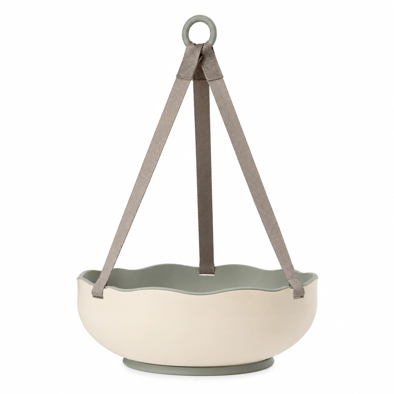 Pot de fleur suspendu gris/ivoire avec sangle ajustable
