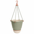 Pot de fleurs suspendu vert sauge avec corde et crochet
