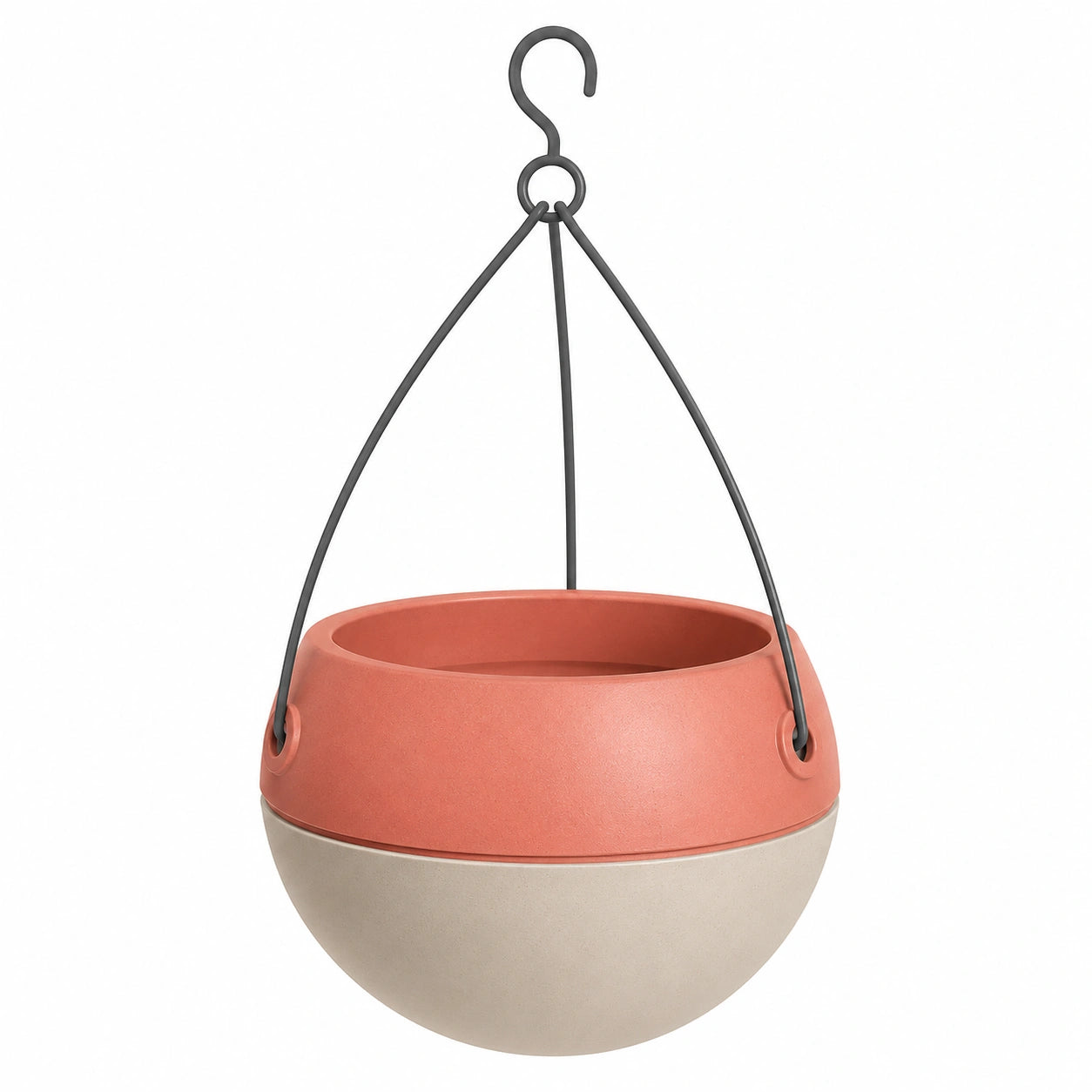 Pot de Fleurs Suspendu Bicolore Rouge et Taupe 25cm