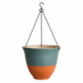 Pot de Fleurs Suspendu en Céramique Bleu et Orange