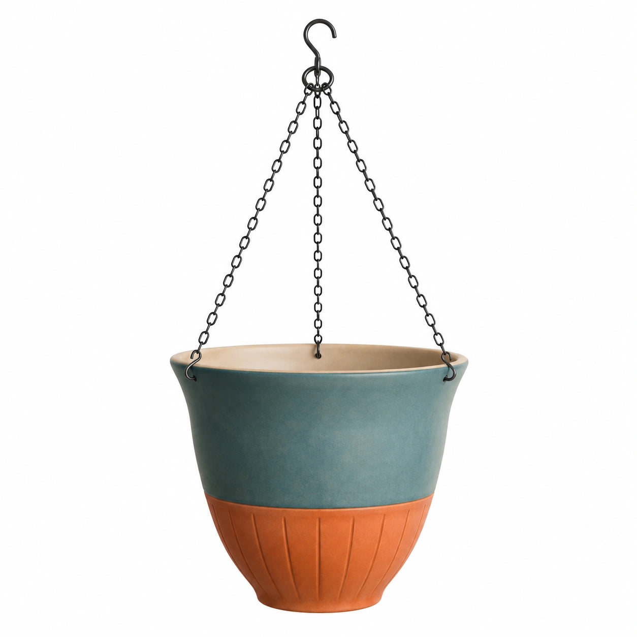 Pot de Fleurs Suspendu en Céramique Bleu et Orange