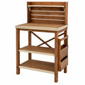 Table de jardinage en bois avec étagères marron