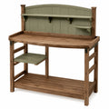 Table de rempotage en bois avec étagères couleur brun et vert