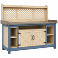 Table de Jardinage en Bois avec Rangement et Étagères Bleu