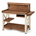 Table de Travail de Jardin avec Étagères en Bois Chêne et Beige