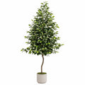 Ficus Artificiel avec Pot en Céramique, Hauteur 180 cm, Vert
