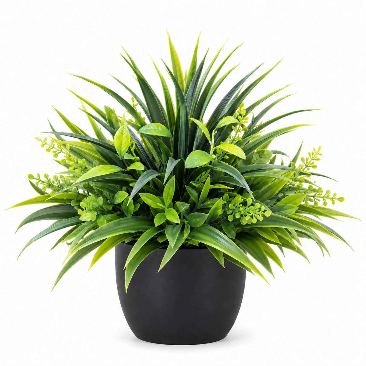 Plante Verte Artificielle en Pot Noir, Hauteur 40 cm