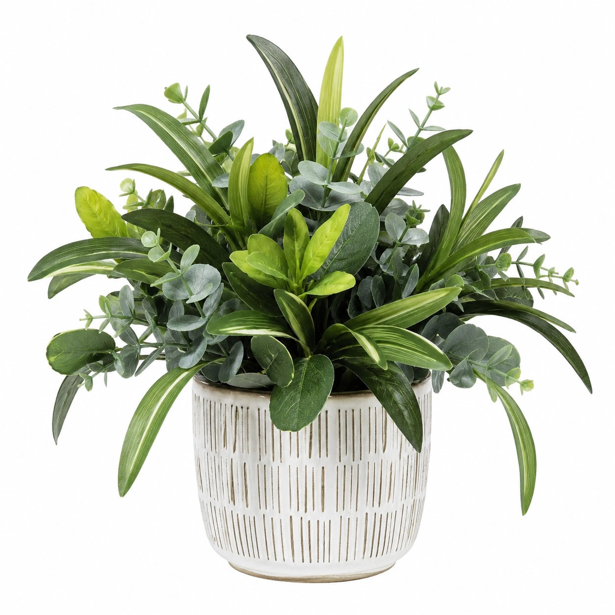 Plante Verte Artificielle en Pot Céramique, 30 cm
