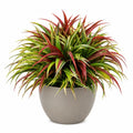 Plante Artificielle en Pot, Feuillage Vert et Rouge, Hauteur 50 cm