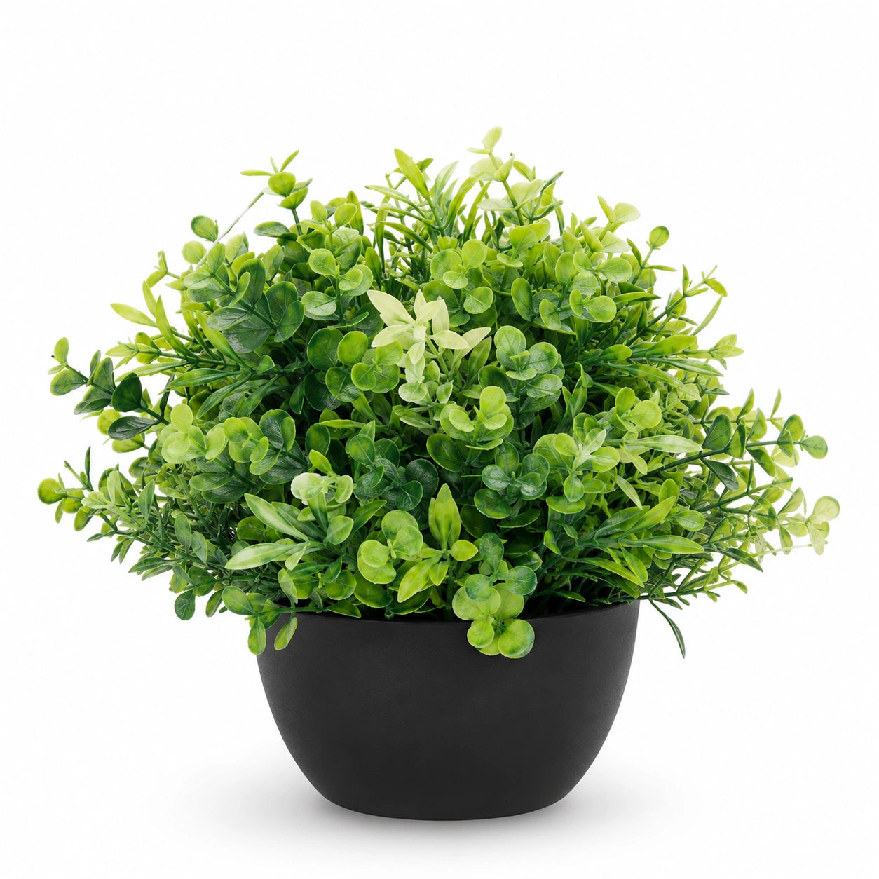 Plante Artificielle Feuillage Vert avec Pot Noir 20 cm