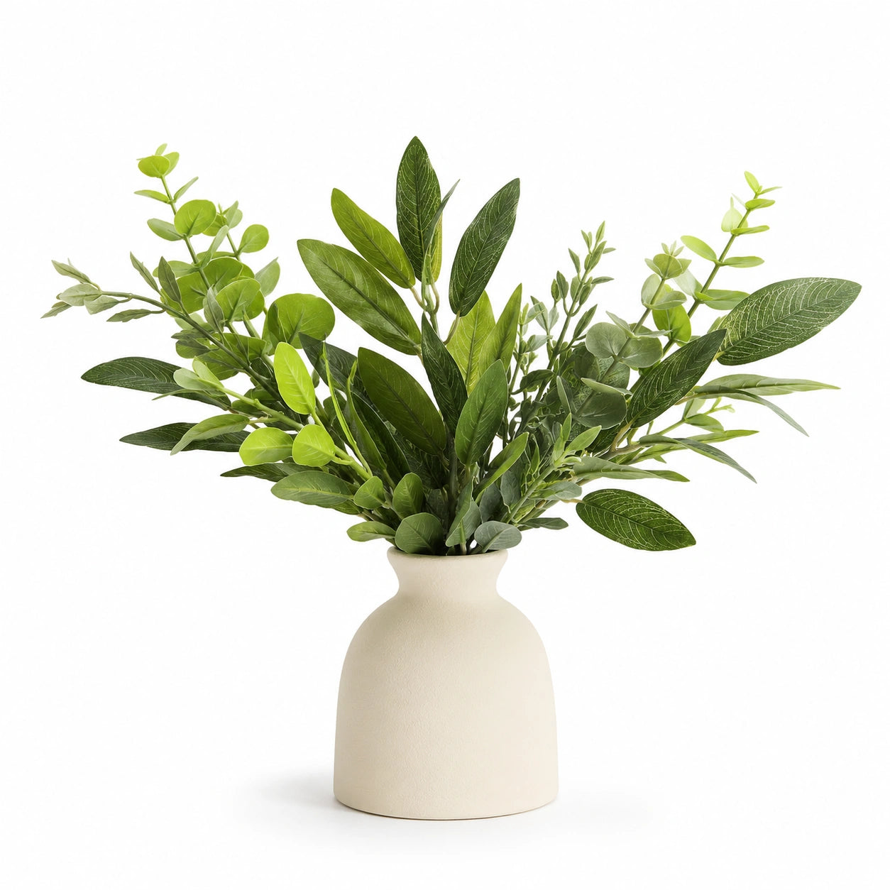 Plante Verte Artificielle Décorative avec Vase Blanc, Hauteur 45 cm