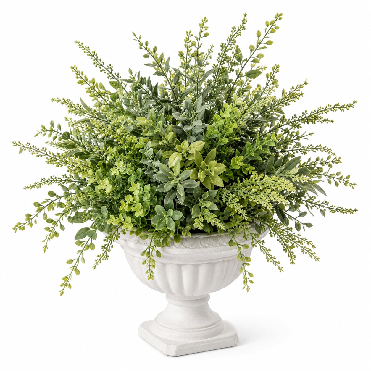 Composition de Feuillage Artificiel avec Vase Décoratif Blanc