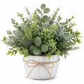 Plante Artificielle en Pot avec Feuillage Vert et Pot Décoratif Blanc