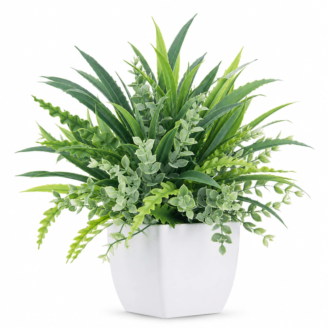 Plante Verte Artificielle Décorative avec Pot Blanc 30 cm