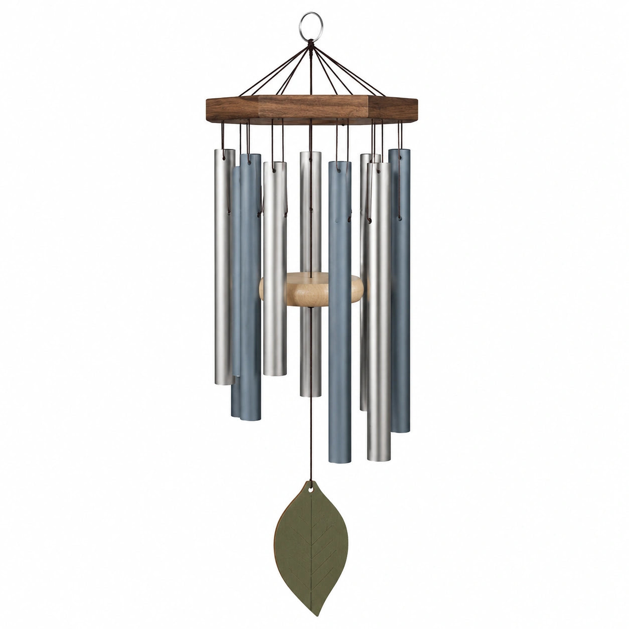 Carillon à vent extérieur argent, gris et vert