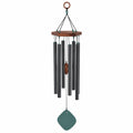 Carillon éolien extérieur 6 tubes noir et bois avec design hexagonal
