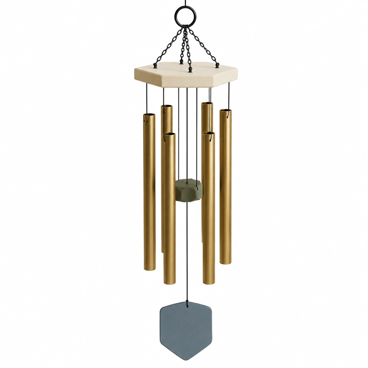 Carillon à Vent Hexagonal Doré pour Intérieur et Extérieur