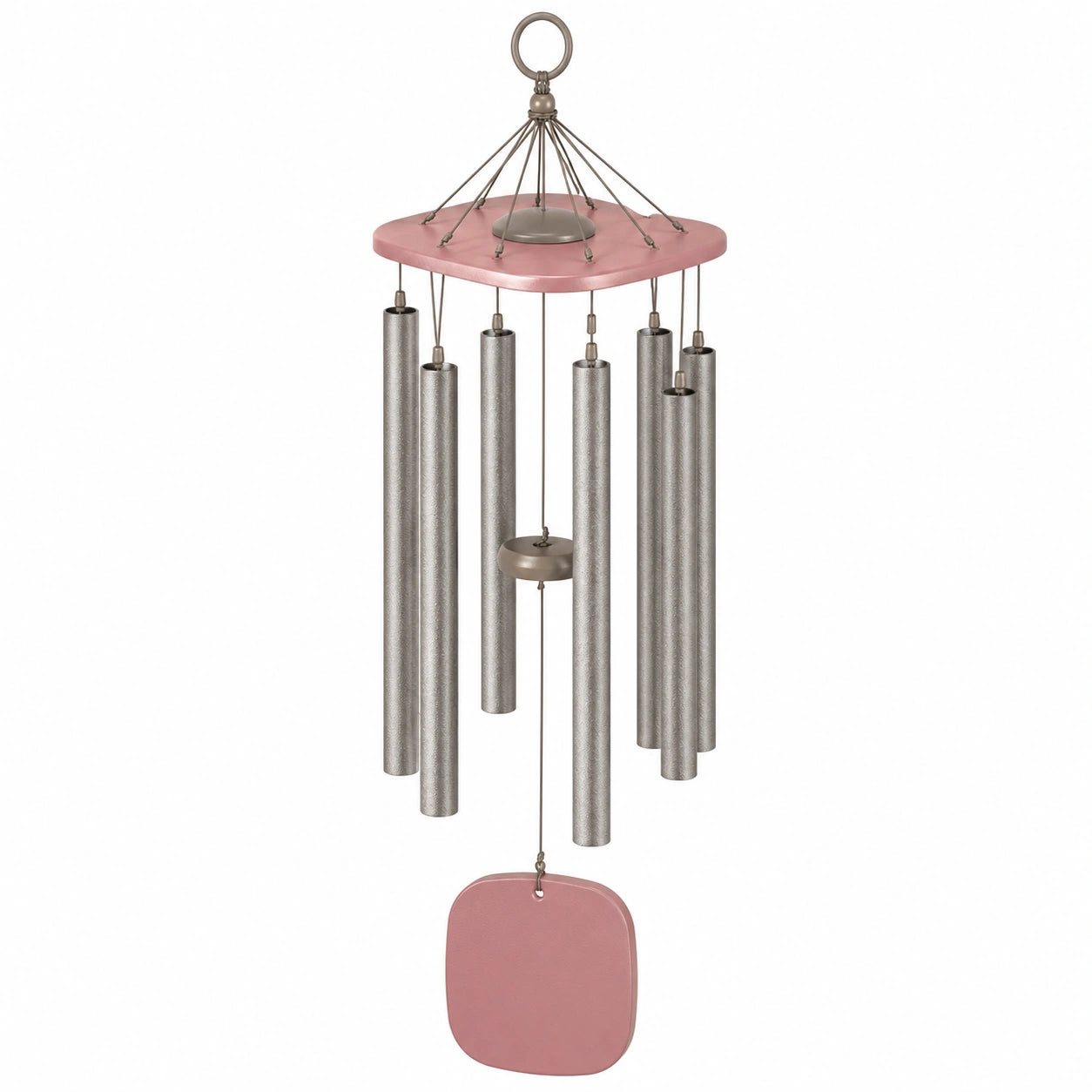 Carillon éolien en métal argent et rose 65 cm