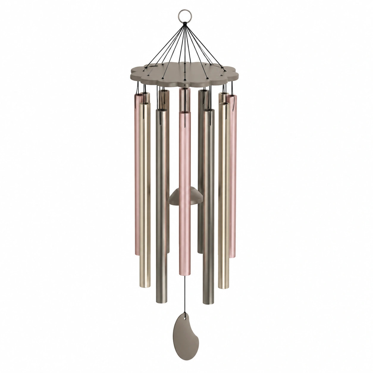 Carillon à vent élégant bicolore rose et argent - Longueur 90 cm