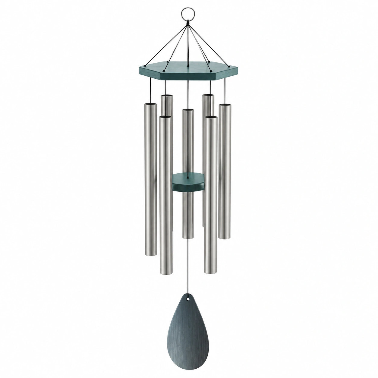 Carillon Éolien Argenté et Vert avec Tubes en Aluminium, 100 cm
