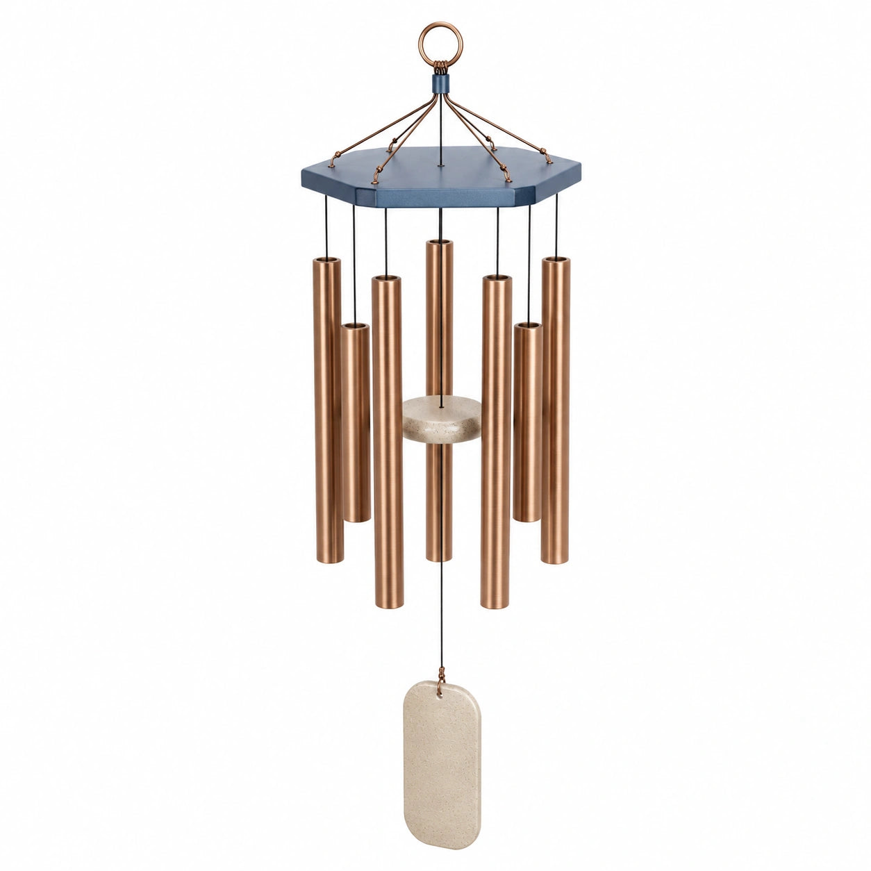 Carillon à vent cuivre et bleu pour extérieur 90 cm
