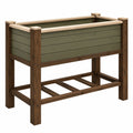Jardinière surélevée en bois vert et brun pour extérieur