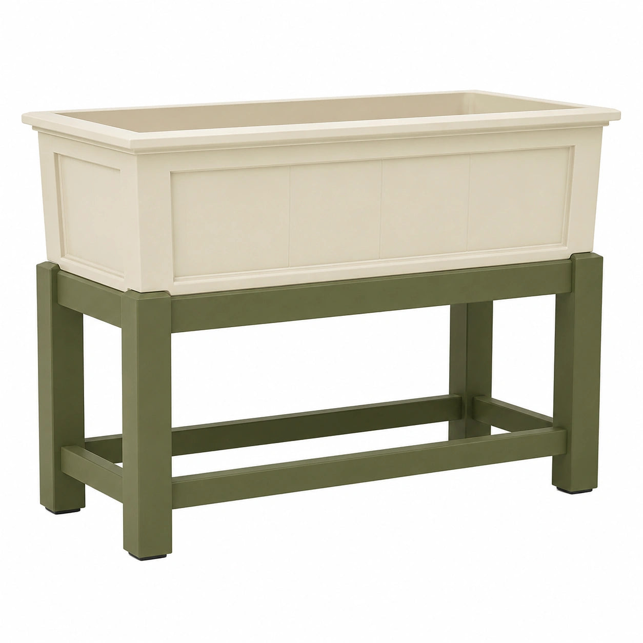 Jardinière surélevée avec support vert et beige