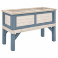 Jardinière surélevée en bois bleu et blanc pour extérieur