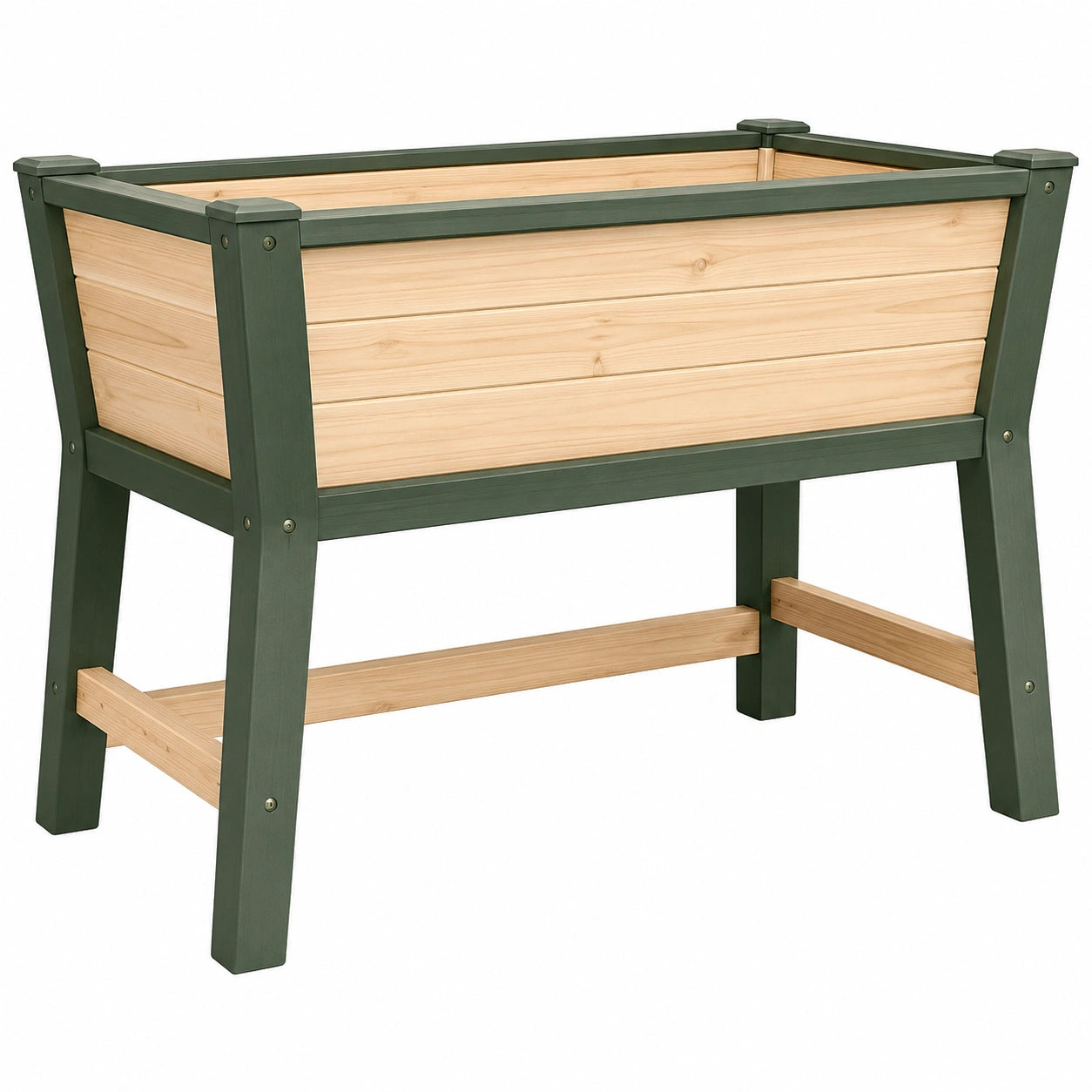 Jardinière Surélevée en Bois Vert et Naturel