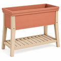 Jardinière surélevée en bois et terre cuite avec étagère