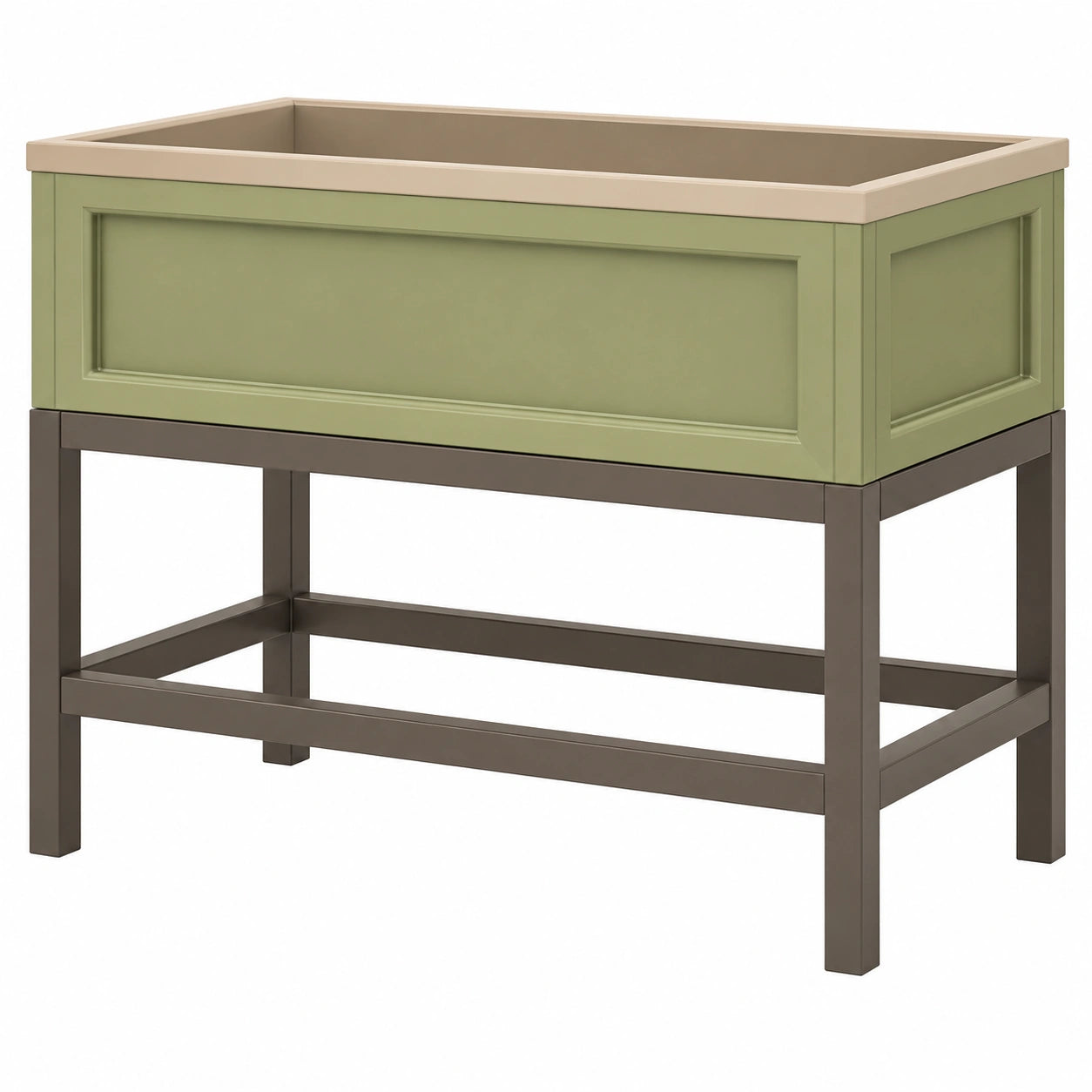 Jardinière surélevée verte et beige pour intérieur et extérieur