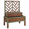 Jardinière surélevée en bois avec treillis pour extérieur