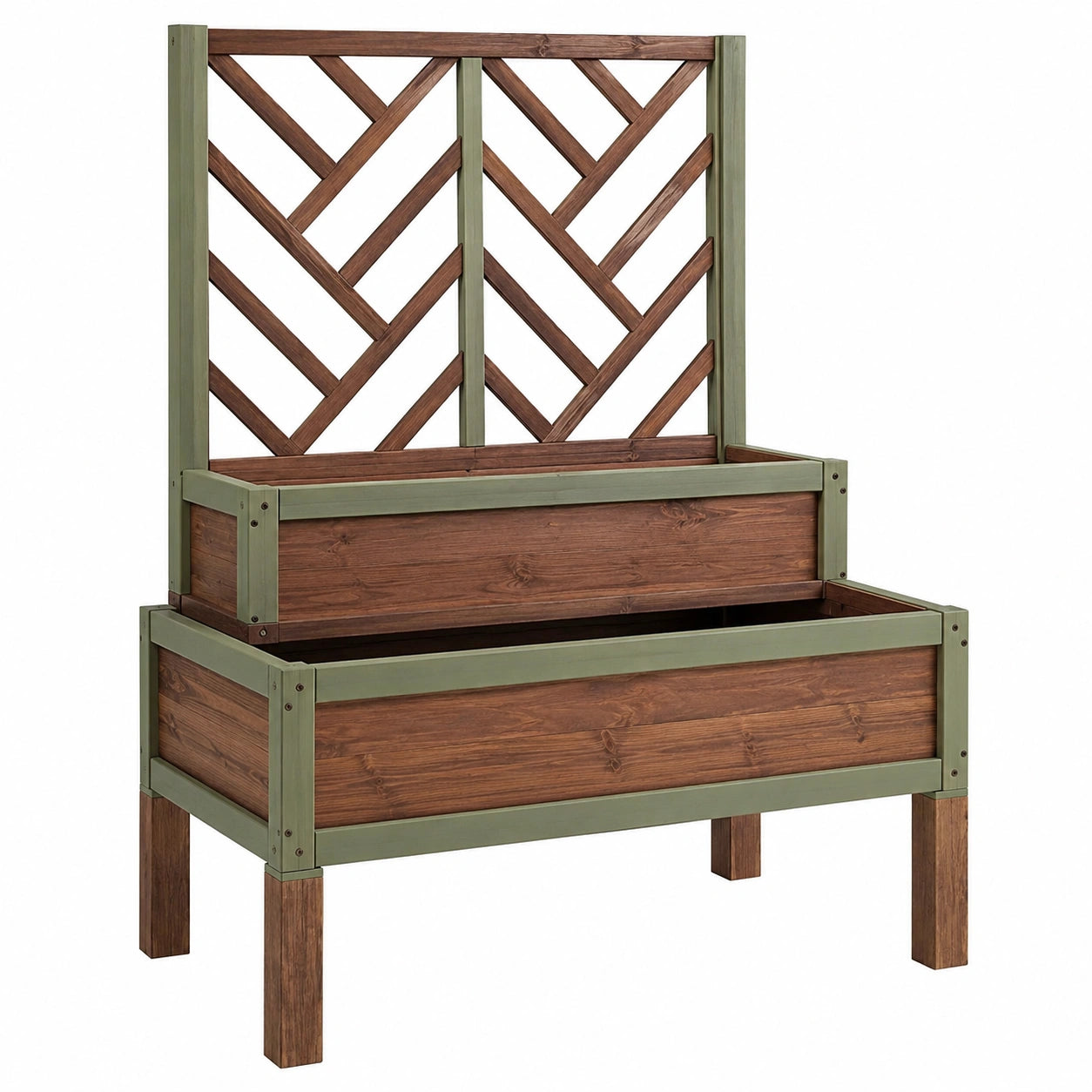 Jardinière surélevée en bois avec treillis pour extérieur
