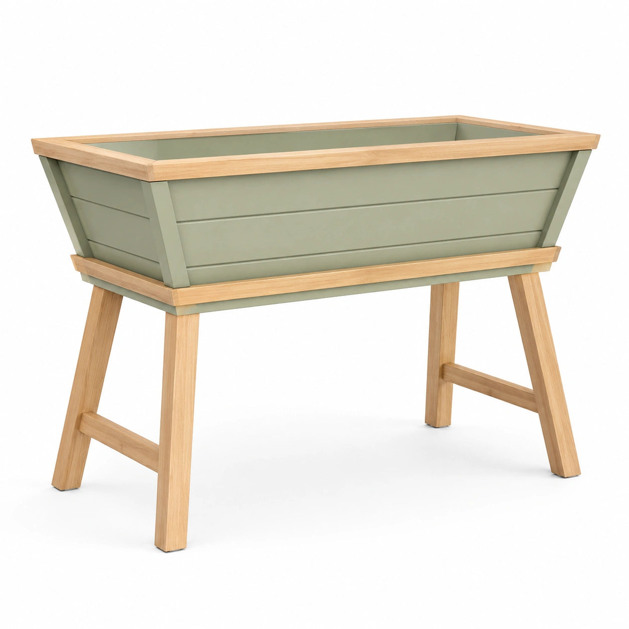 Jardinière surélevée en bois et acier vert, autoportante