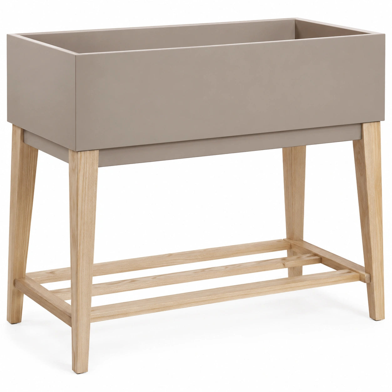 Jardinière surélevée extérieure beige et bois naturel