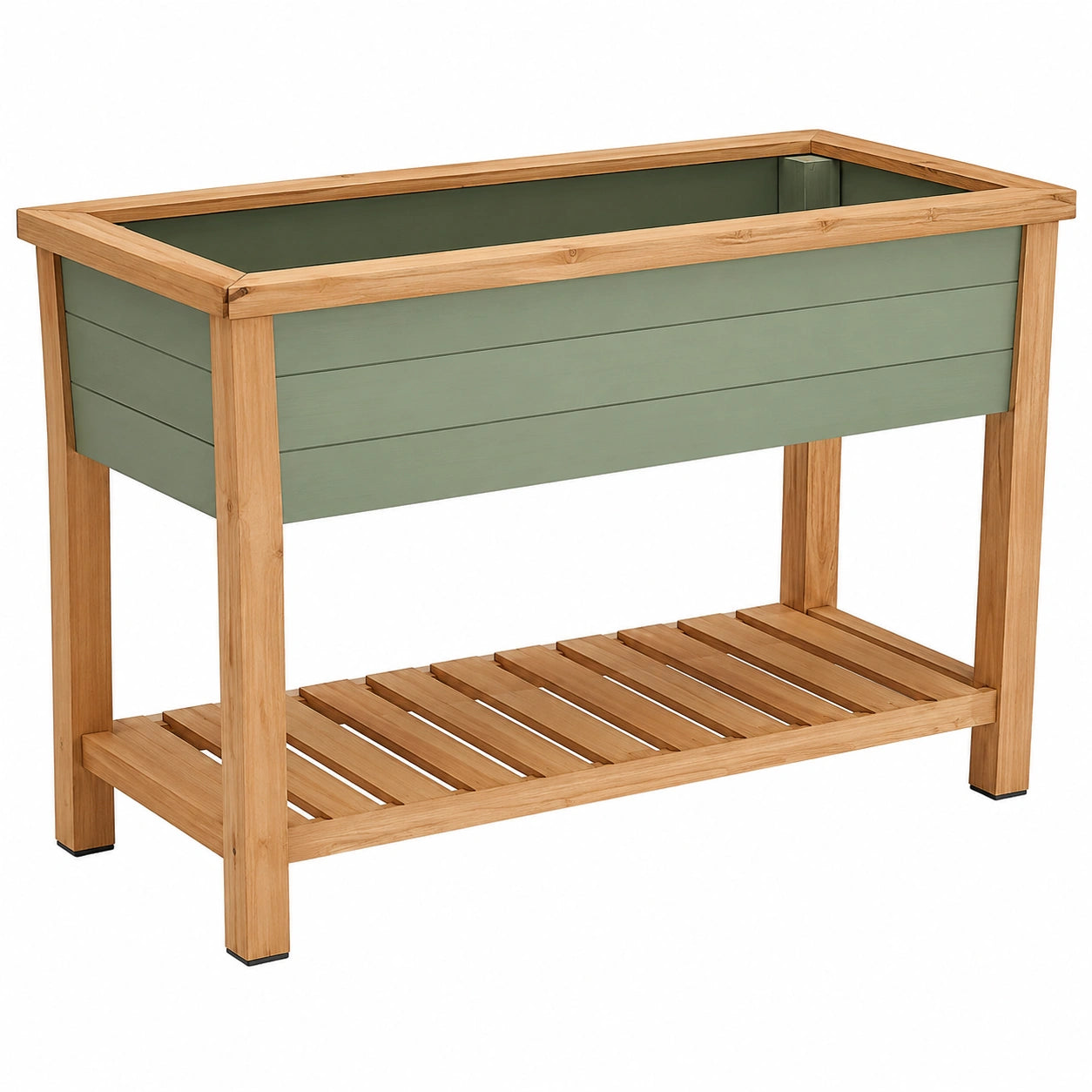 Jardinière surélevée en bois et vert pour jardin