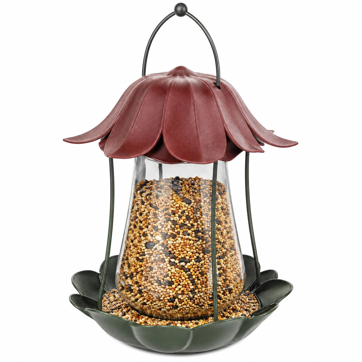 Mangeoire à Oiseaux Décorative Rouge et Verte pour Jardin